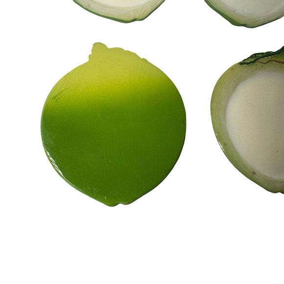 Cabbage Leaf Painted Coasters- Total Of 6 3” Coasters With Holder- Vintage- - Picture 15 of 16